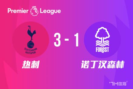 英超-熱刺3-1森林重返第四孫興慜助攻范德文破門